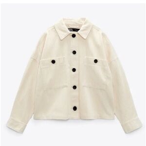 Zara Cream Ribbed Corduroy Jacket